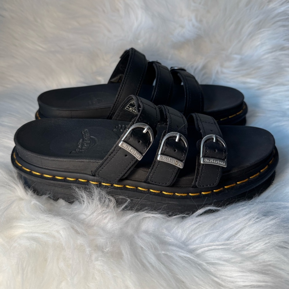 Dr. Martens Black Triple Buckle Sandals